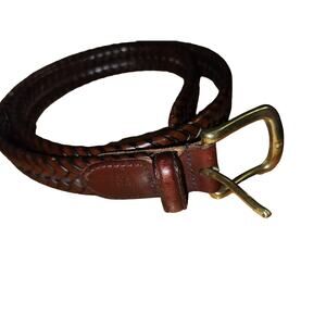 Fossil Mens Brown Woven Braided Leather Belt with Buckle Size‎ 36